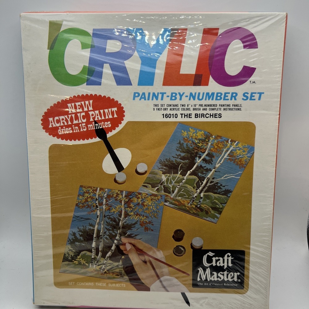 Vintage Craft Master 'Crylic Paint By Number Set The Birches 16010 New Sealed